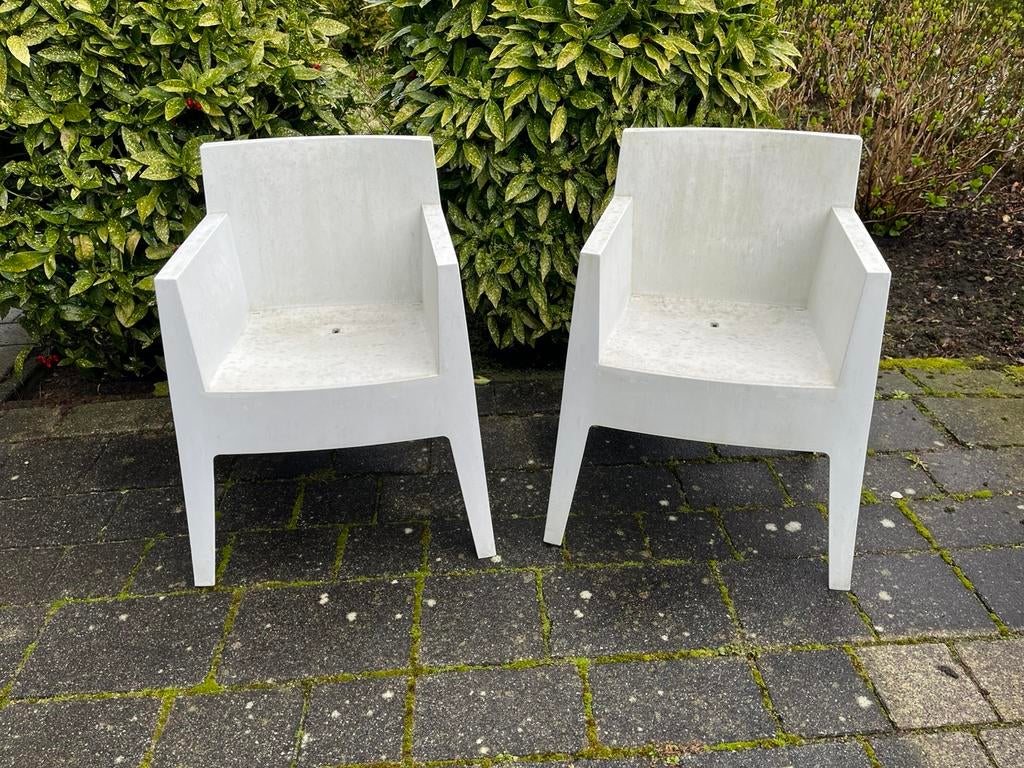 Tuinstoelen licht blauw, Ophalen, Gebruikt, Kunststof