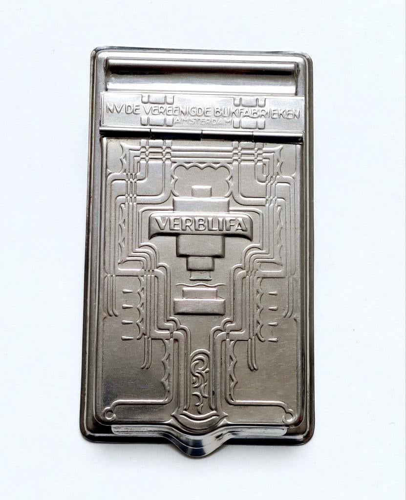 Oud Verblifa Blikfabriek Blikken Reclame Notitieblok Houder, Verzenden, Gebruikt