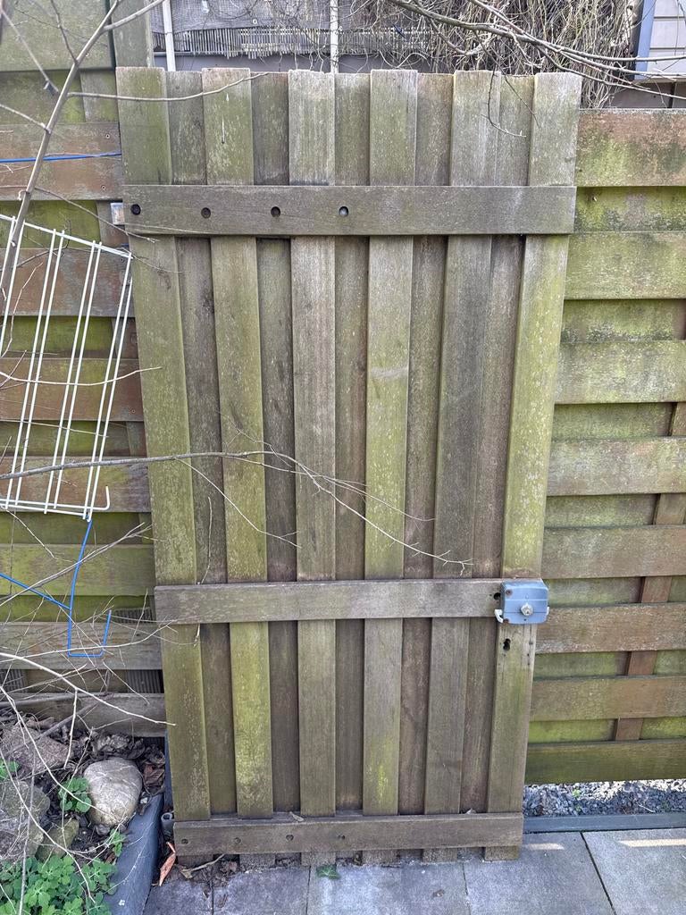 Robuuste hardhouten tuindeur - Gebruikt, Ophalen, Gebruikt, Minder dan 100 cm, Looppoort