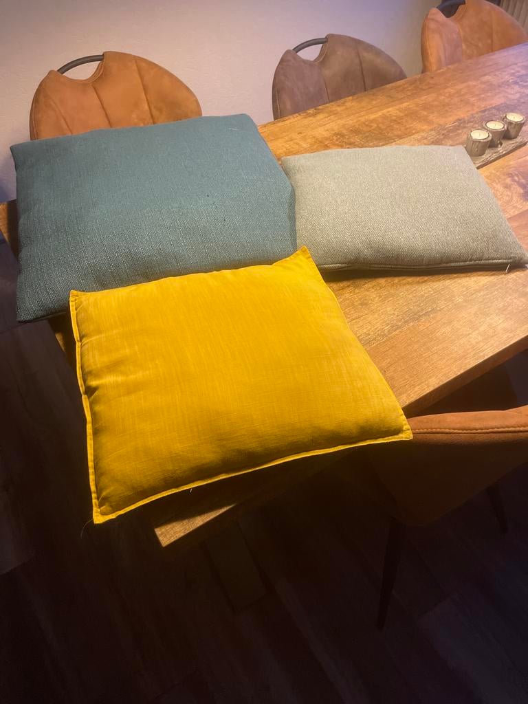 Decoratieve kussens met losse hoezen, Huis en Inrichting, Woonaccessoires | Kussens, Ophalen, Gebruikt, Blauw, Rechthoekig