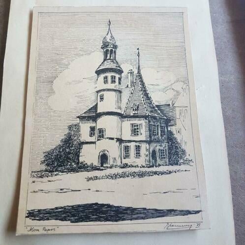 Orig. Pentekening 1883 Hegereiterhaus Rothenburg, Ophalen