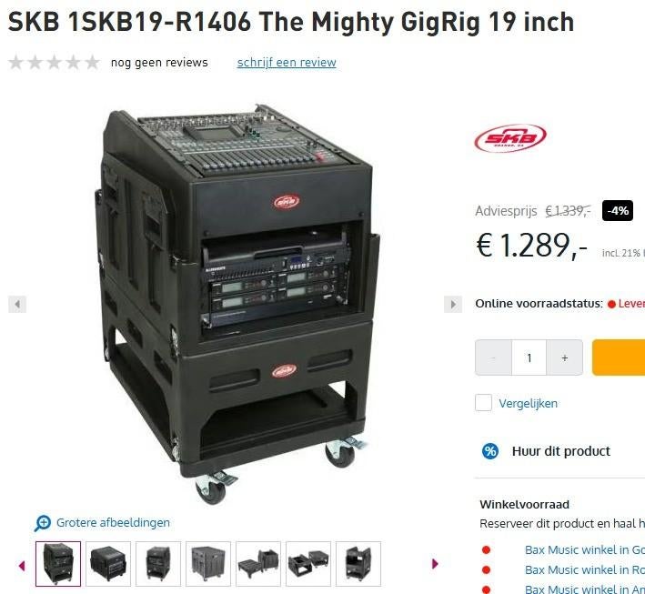 SKB 1SKB19-R1406 The Mighty GigRig 19" Flightcase taperack, Muziek en Instrumenten, Behuizingen en Koffers, Ophalen, Zo goed als nieuw