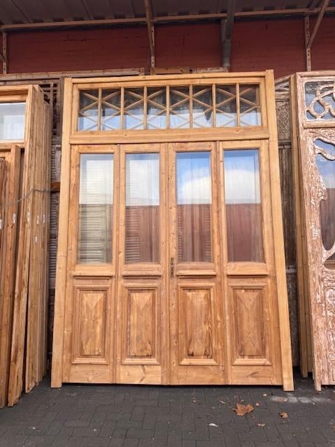 Antieke oranjerie 4-slag met bovenlicht, geloogd, Ophalen of Verzenden