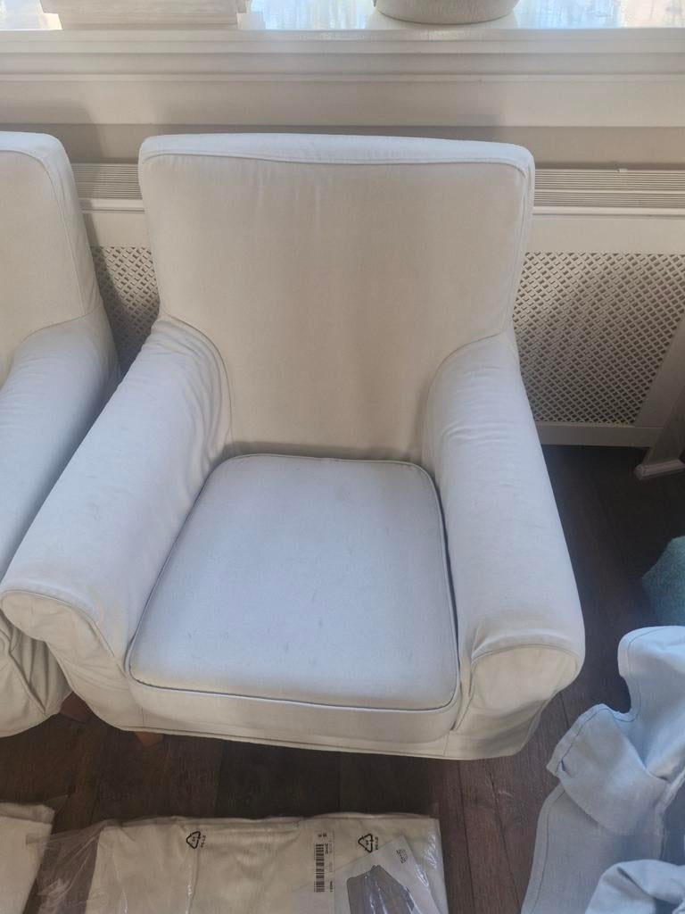 Ikea Jennylund Fauteuils met 3 hoezen (beige, wit, blauw), Ophalen, Gebruikt, Klassiek, Comfortabel, 75 tot 100 cm
