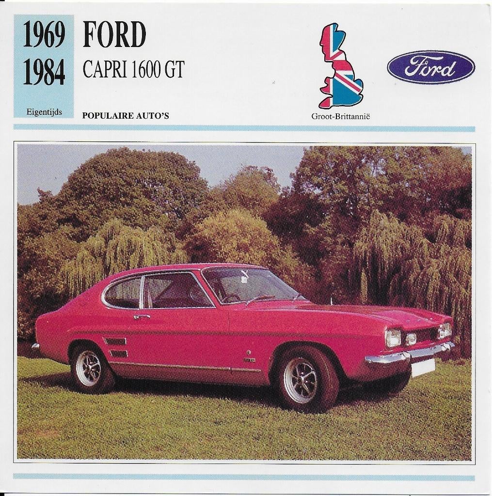 Ma673 autokaart ford capri 1600 gt ( 1969 - 1984 )  eting -, Ophalen of Verzenden, Zo goed als nieuw, Auto's