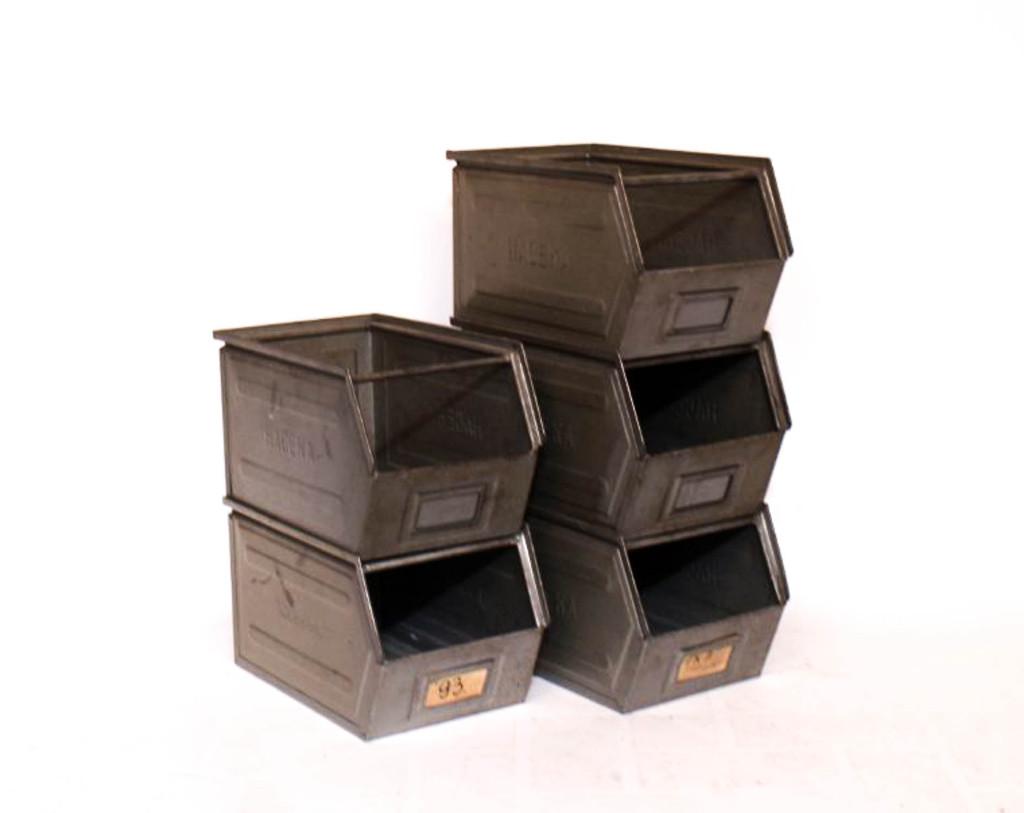 Vintage metalen magazijnbakken, Ophalen, Gebruikt, Minder dan 50 cm, Minder dan 40 cm