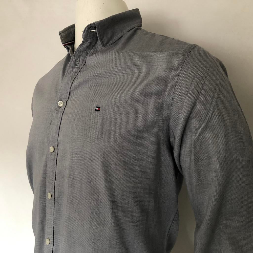 Tommy Hilfiger overhemd - zacht grijs - maat L regular fit, Verzenden, Zo goed als nieuw, Grijs, Halswijdte 41/42 (L)