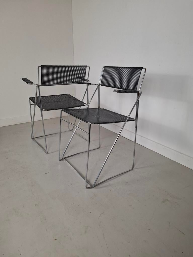 Niels Jørgen Haugesen vintage design stoelen set van 2, Ophalen of Verzenden, Metaal