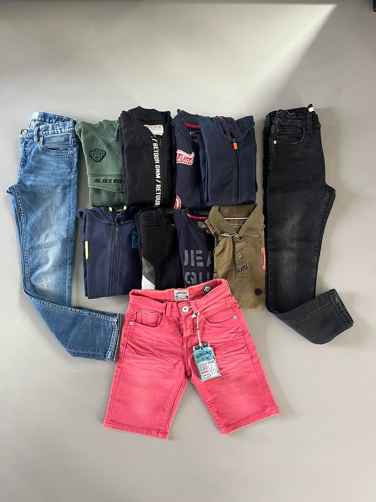 11 delig kledingpakket o.a Stone Island Calvin Klein 128/140, Ophalen of Verzenden, Zo goed als nieuw, Jongen, Trui of Vest
