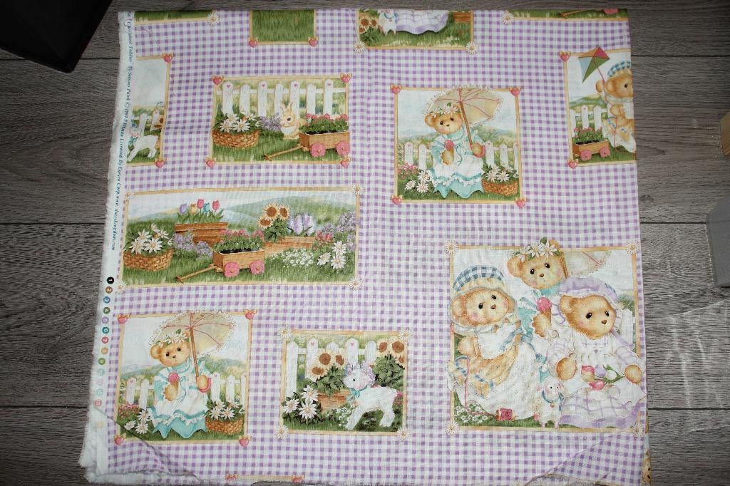 Coupon 100% katoen vintage - Daisy kingdom Beer ruit #3902, Hobby en Vrije tijd, Stoffen en Lappen, Nieuw, Ophalen of Verzenden