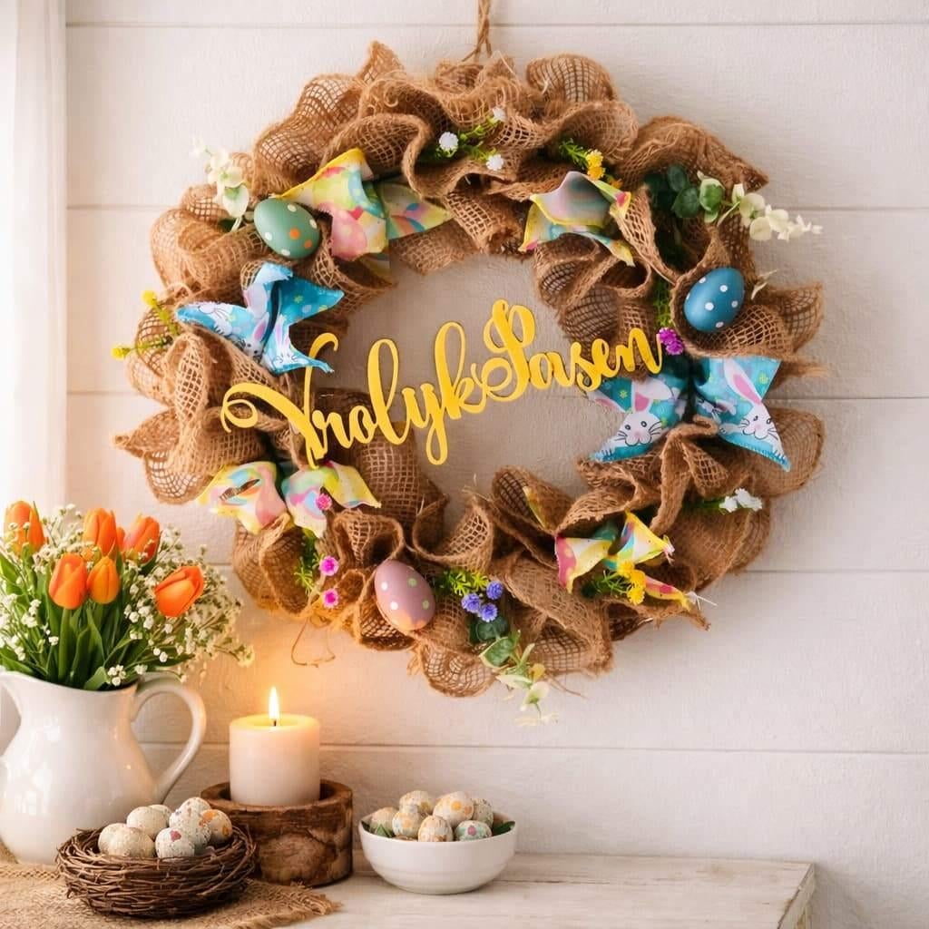 Paaskrans | Jute vrolijke kleuren, Diversen, Ophalen of Verzenden, Nieuw