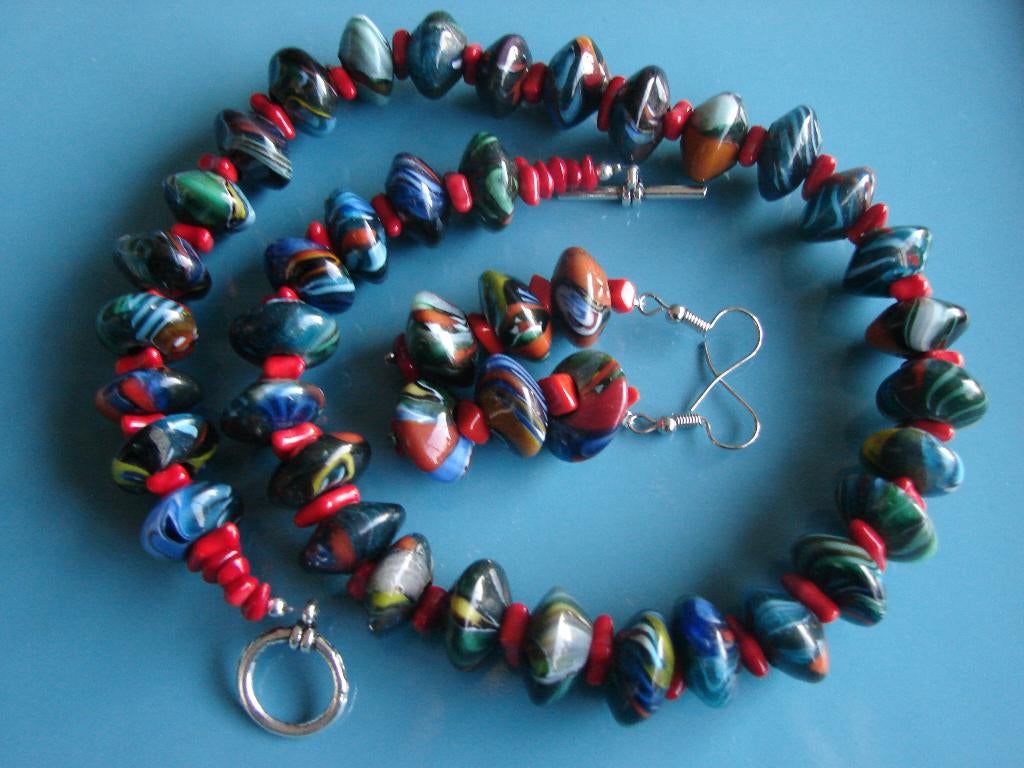 Vintage ketting set millefiori Ercole Moretti., Ophalen of Verzenden, Nieuw, Overige kleuren, Overige materialen