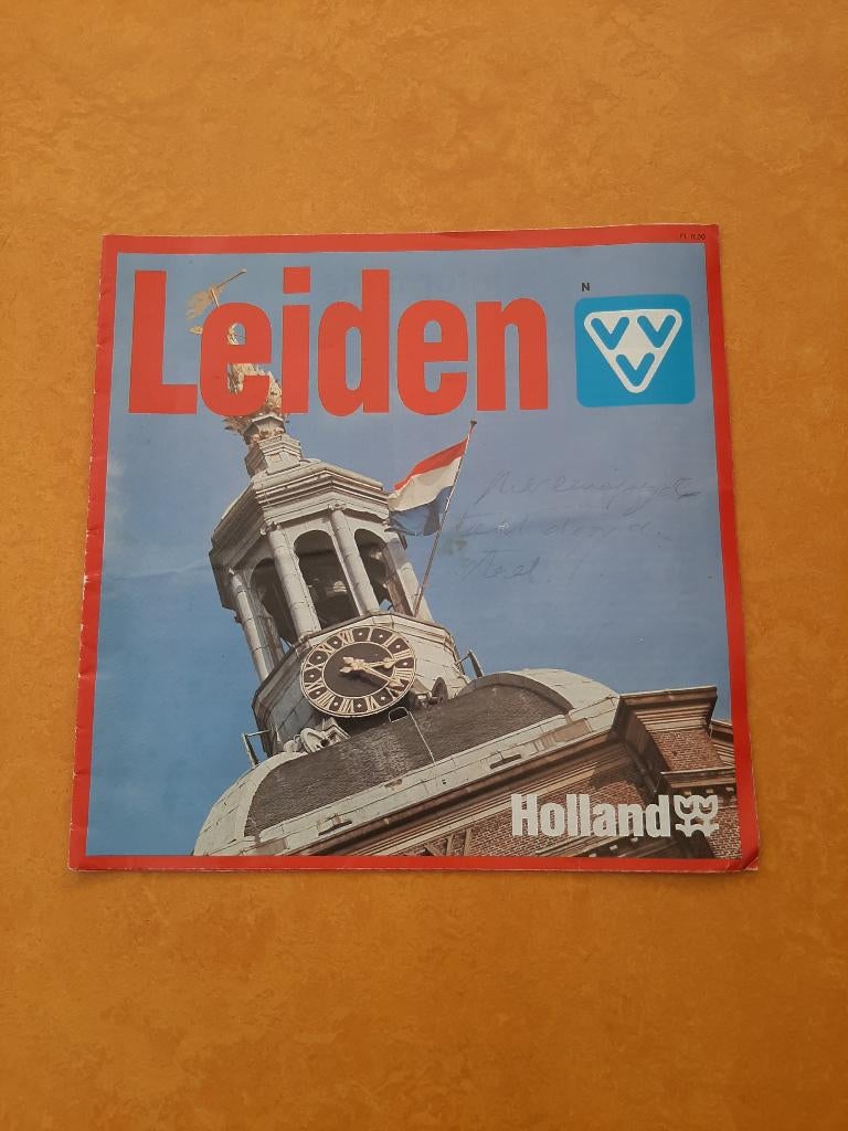 oude grote folder + plattegrond VVV Leiden, 1987, Folder, VVV, Ophalen of Verzenden, Zo goed als nieuw
