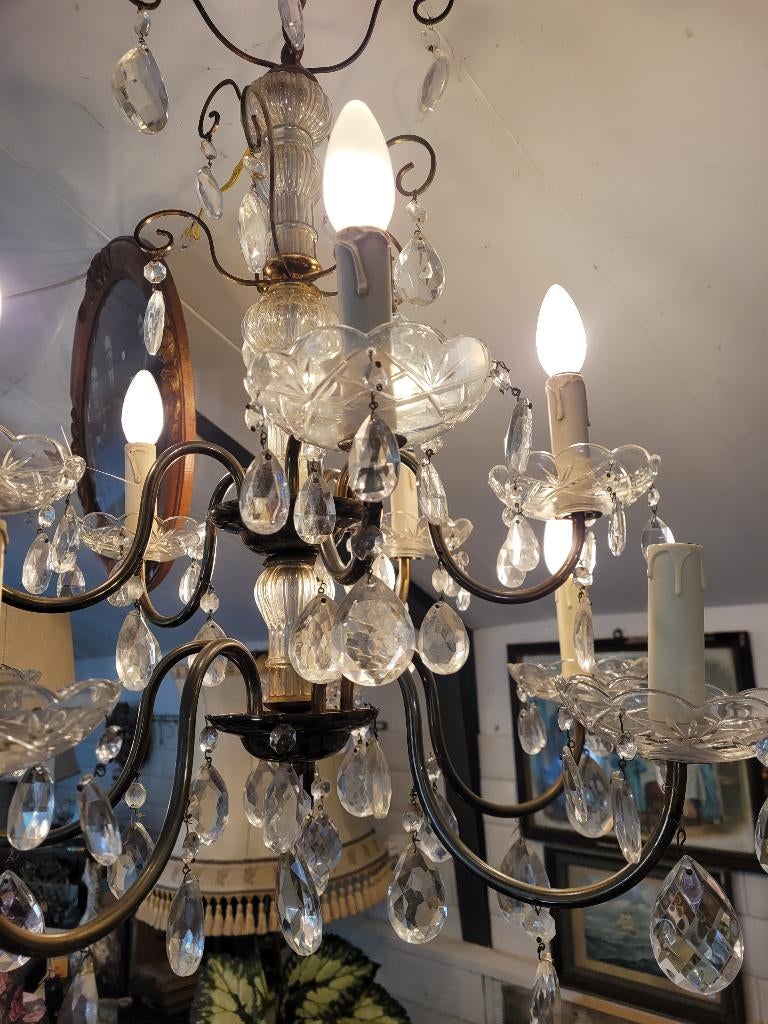 Antieke Franse plafondlamp kroonluchter 10 lichtpunten, Ophalen, Heikant 21 Kaatsheuvel, Belle Vieille Brocante, Zo goed als nieuw
