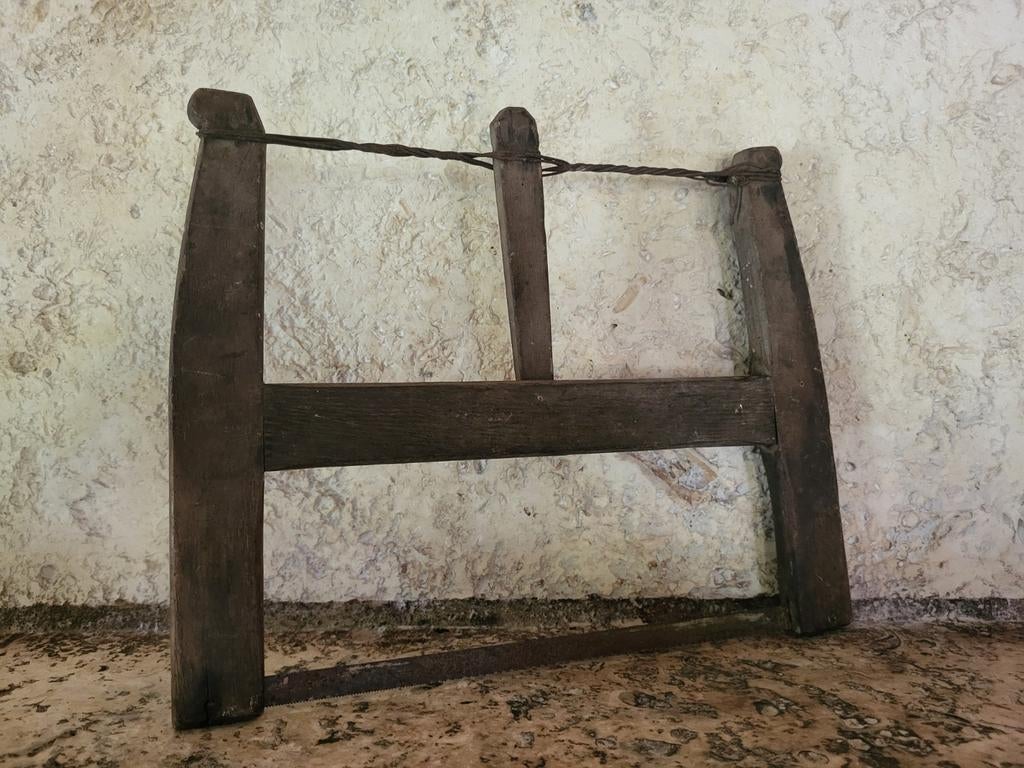 Oude franse brocante  / industriële handzaag/ allegonda, Antiek en Kunst, Ophalen of Verzenden