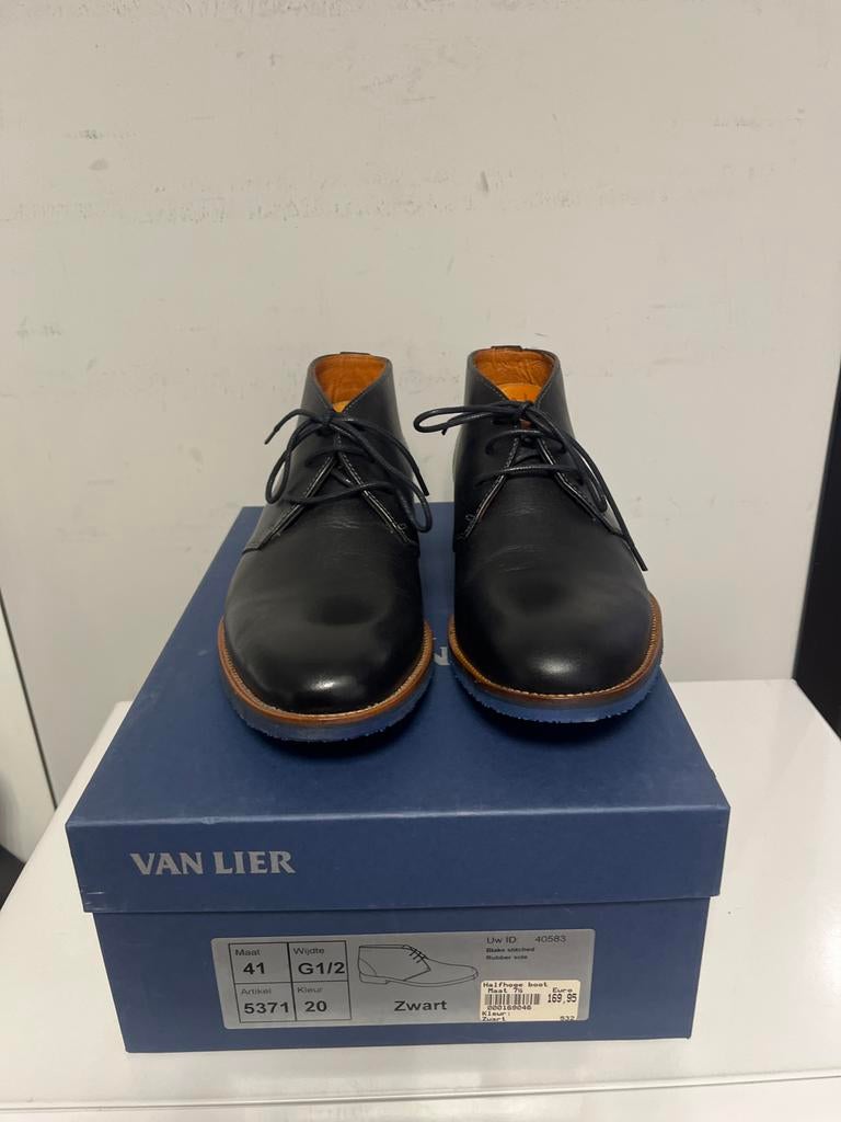 Van Lier heren boots - Zwart leer - Maat 41, Kleding | Heren, Schoenen, Nieuw, Boots, Zwart, Ophalen of Verzenden