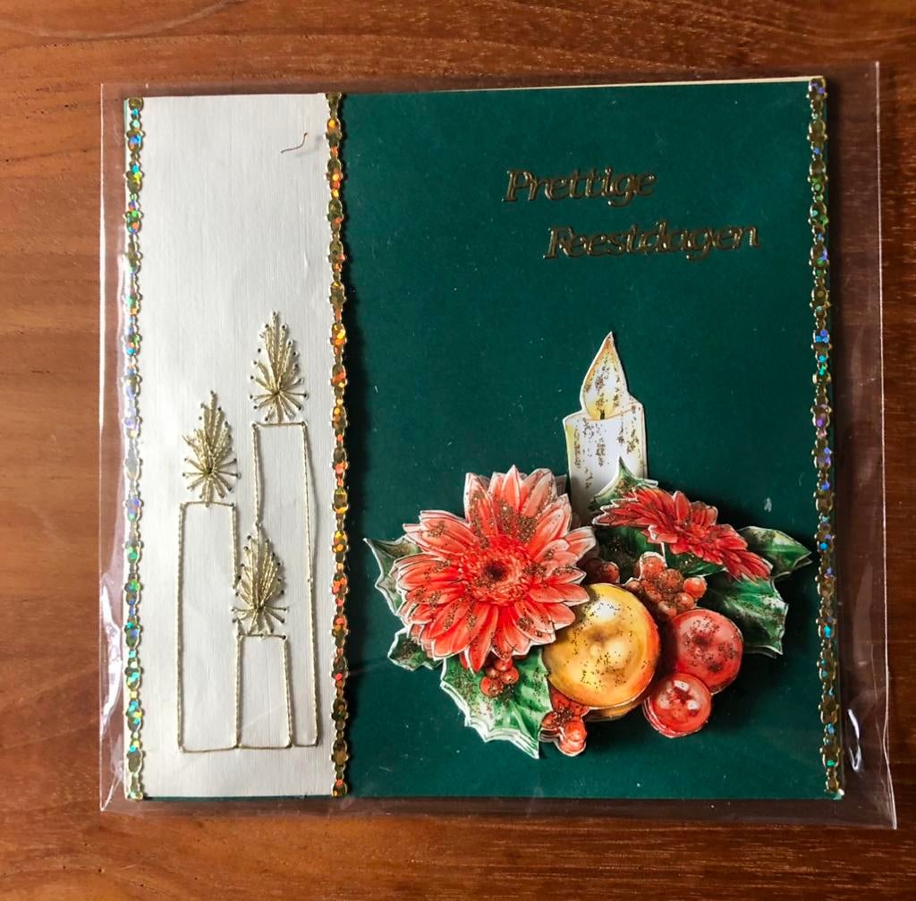 Nieuwe zelfgemaakte kerstkaart 3D en borduur, Ophalen of Verzenden, Nieuw, Kerst