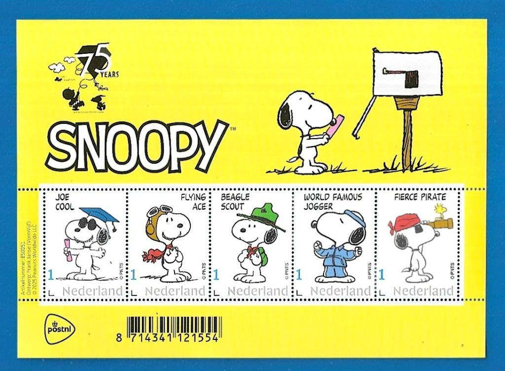 Snoopy 75 jaar (postzegelvel), Verzenden, Na 1940, Postfris