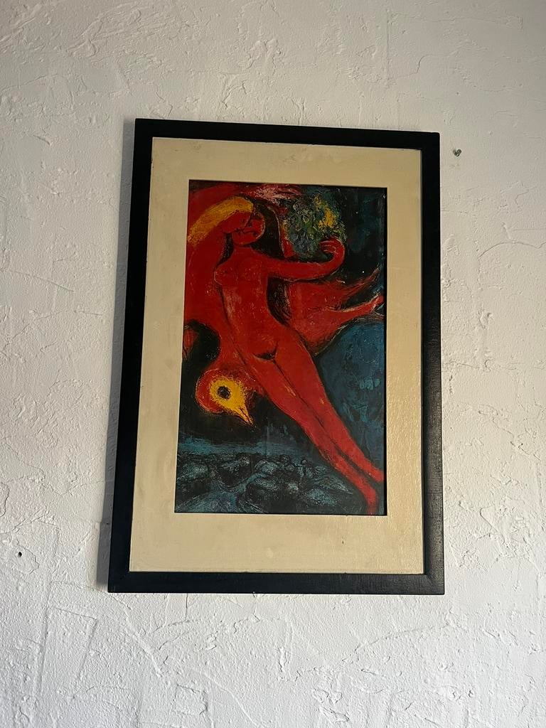 Mooi schilderij met een houten frame, Antiek en Kunst, Ophalen of Verzenden