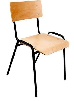 Nieuwe kantinestoel hout, stapelbaar en robuust, VST, Bruin, Nieuw, Ophalen of Verzenden