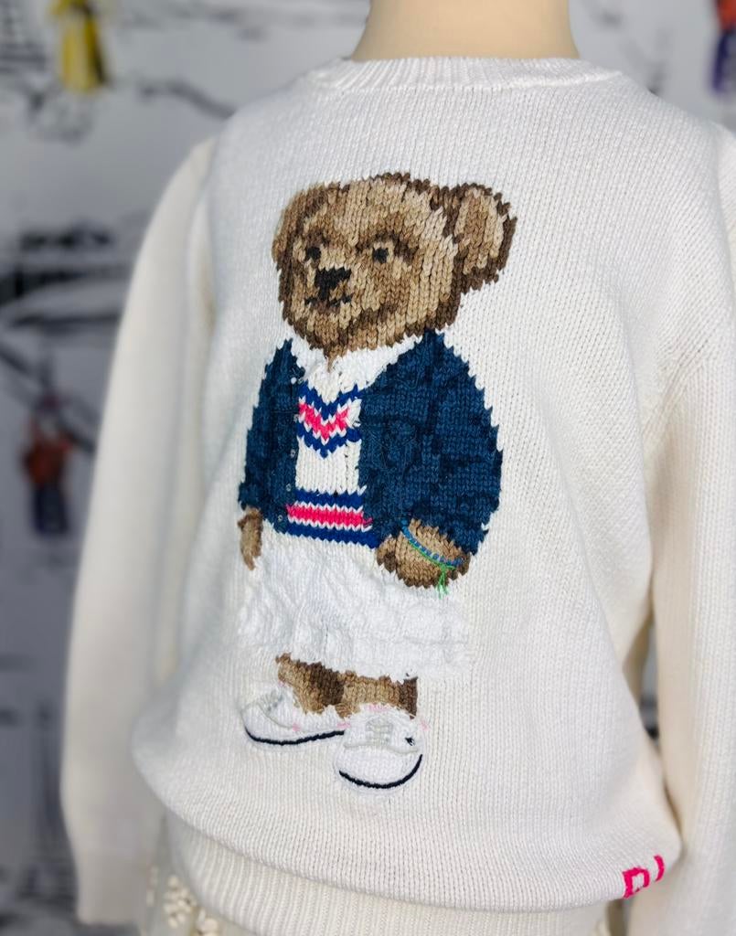 Ralph Lauren meisjes trui met beertje maat 8-10, Trui of Vest, Zo goed als nieuw, Ralph Lauren, Ralph Lauren EU