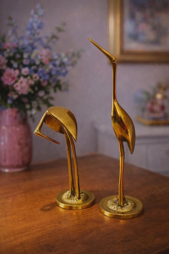 Vintage Messing Reigers - zoet en vintage, Ophalen of Verzenden, Koper