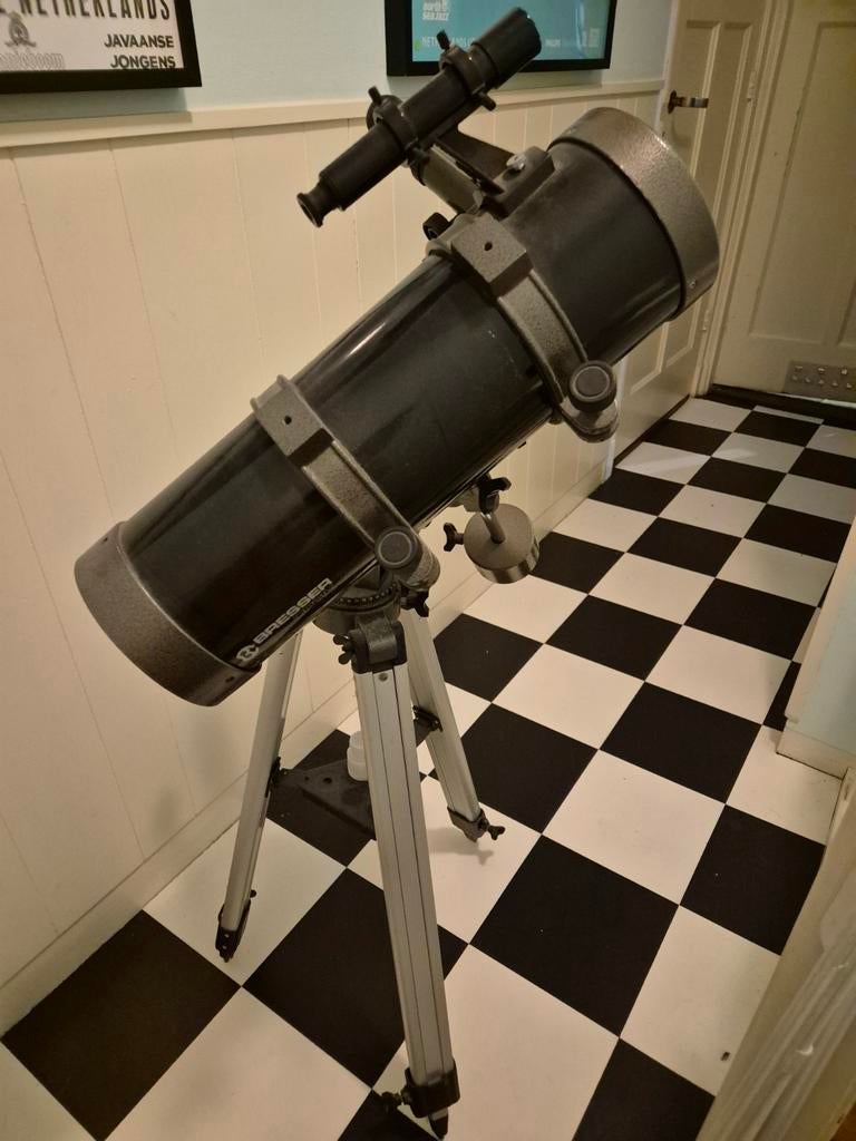 Bresser Pluto Spiegel Telescoop 114/500 met Statief, Ophalen, Gebruikt, 80 tot 200 mm, Met statief