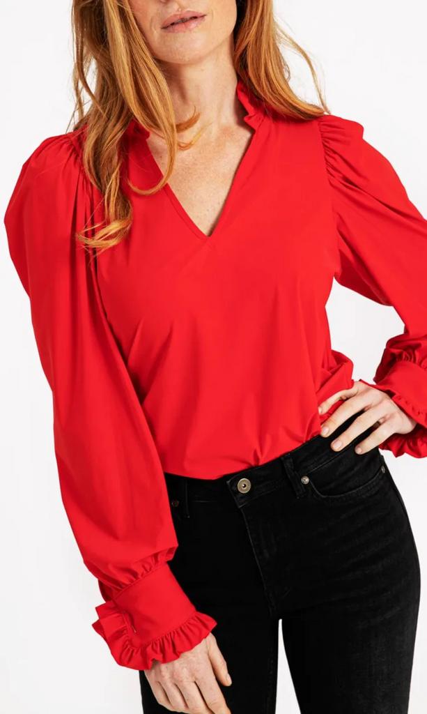 Studio anneloes rosella blouse XXL rood travelstof, Maat 46/48 (XL) of groter, Ophalen of Verzenden, Zo goed als nieuw, Rood