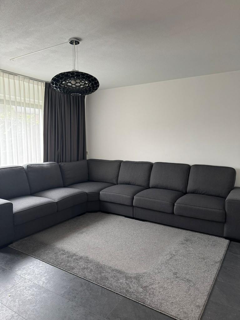 Stijlvolle antracietkleurige stoffen hoekbank – topkwaliteit, Ophalen, Gebruikt, Stof