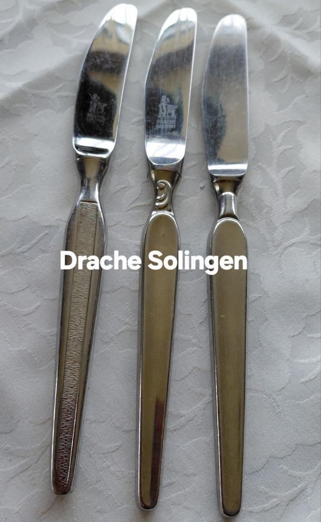 Messen Drache Solingen bewerkte handvatten, Ophalen of Verzenden, Gebruikt, Rvs of Chroom