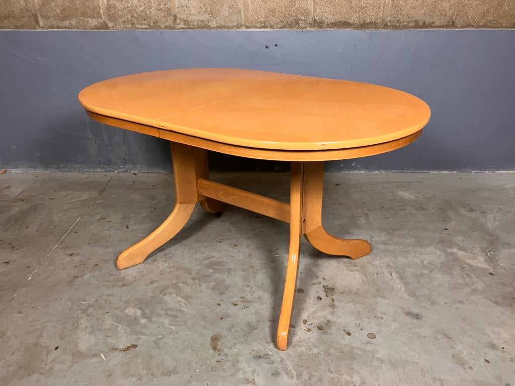 Sale: Uitschuifbare tafel ovaal beuken Deens vintage, Gebruikt, Vijf personen of meer, Deens design vintage Korup Skovby Bramin Glostrup Gudme