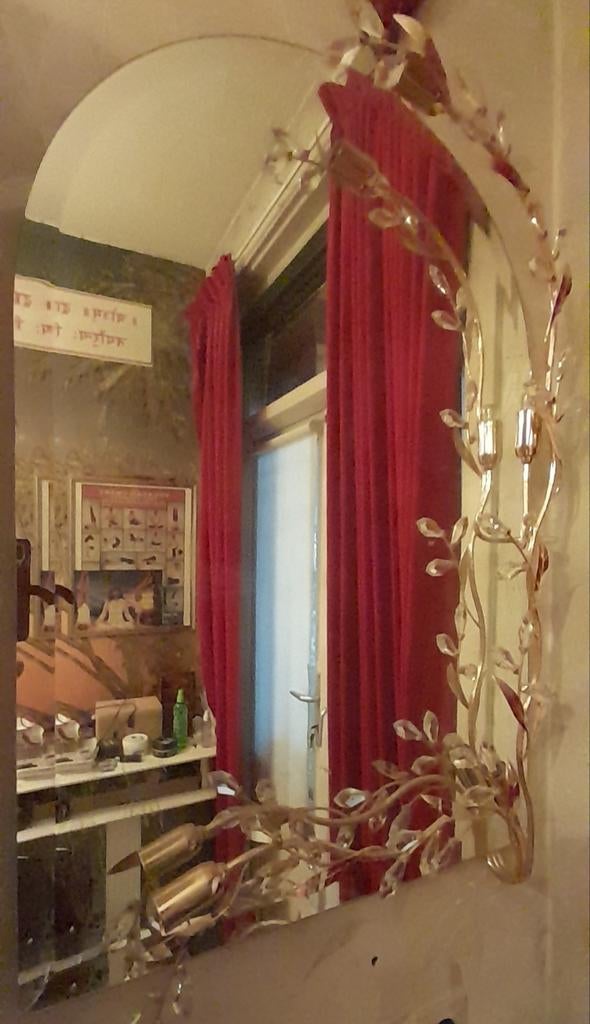 Bladgoud swarovski kristal spiegel capodimonte, Ophalen of Verzenden, Rechthoekig