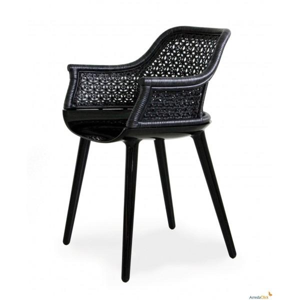 4 x Prachtige zwarte Marcel Wanders Cyborg stoelen webbing, Huis en Inrichting, Stoelen, Zo goed als nieuw, Twee, Hout, Kunststof