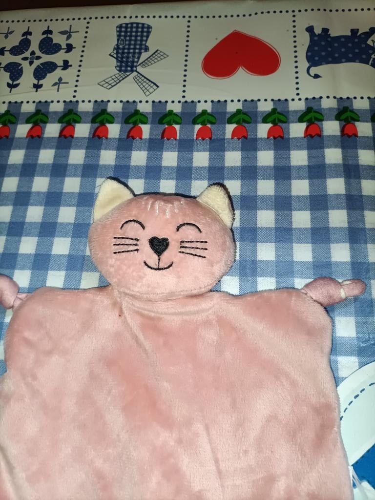 Hema roze poes knuffeldoekje kat, Ophalen of Verzenden, Zo goed als nieuw, Poes