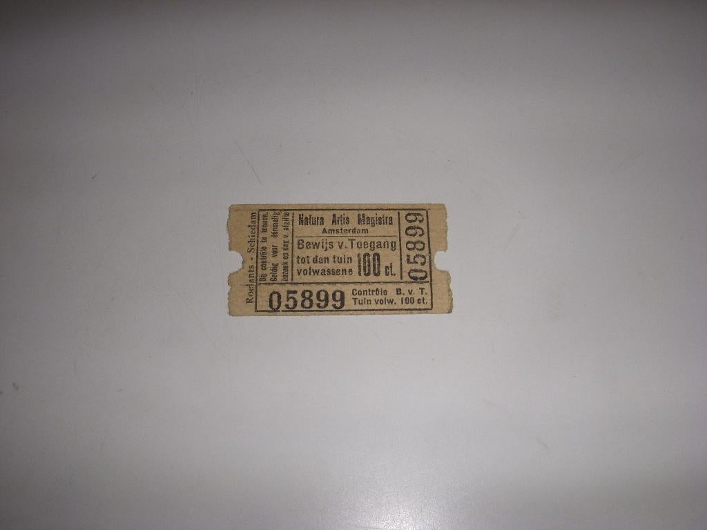 Jaren 30 toegangskaartje Natura Artis Magistra Amsterdam, Ophalen of Verzenden