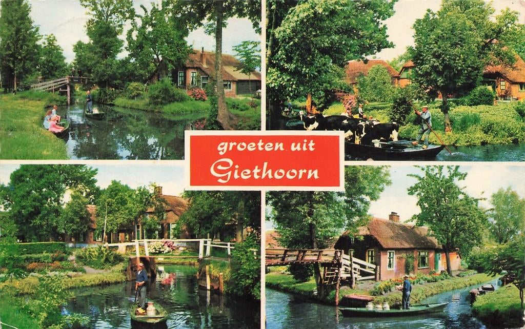 Groeten uit Giethoorn (klein formaat), Ophalen of Verzenden, 1960 tot 1980, Gelopen, Overijssel