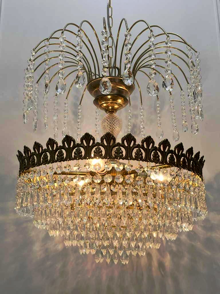 2 stuks ! Vintage art nouveau stijl kristal kroonluchters, Ophalen of Verzenden, Baak, Baak, Baak