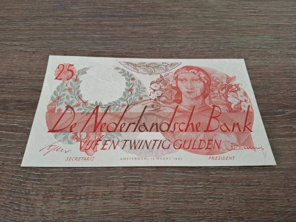 Heel mooi biljet 25 gulden Flora, 1947, Postzegels en Munten, Bankbiljetten | Nederland, Ophalen of Verzenden, 25 gulden