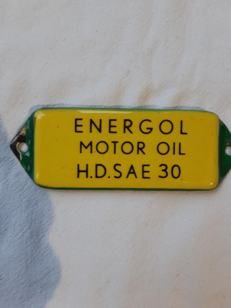 emaille bord energol motor oil h.d.sae 30.  50 tiger jaren, Ophalen of Verzenden