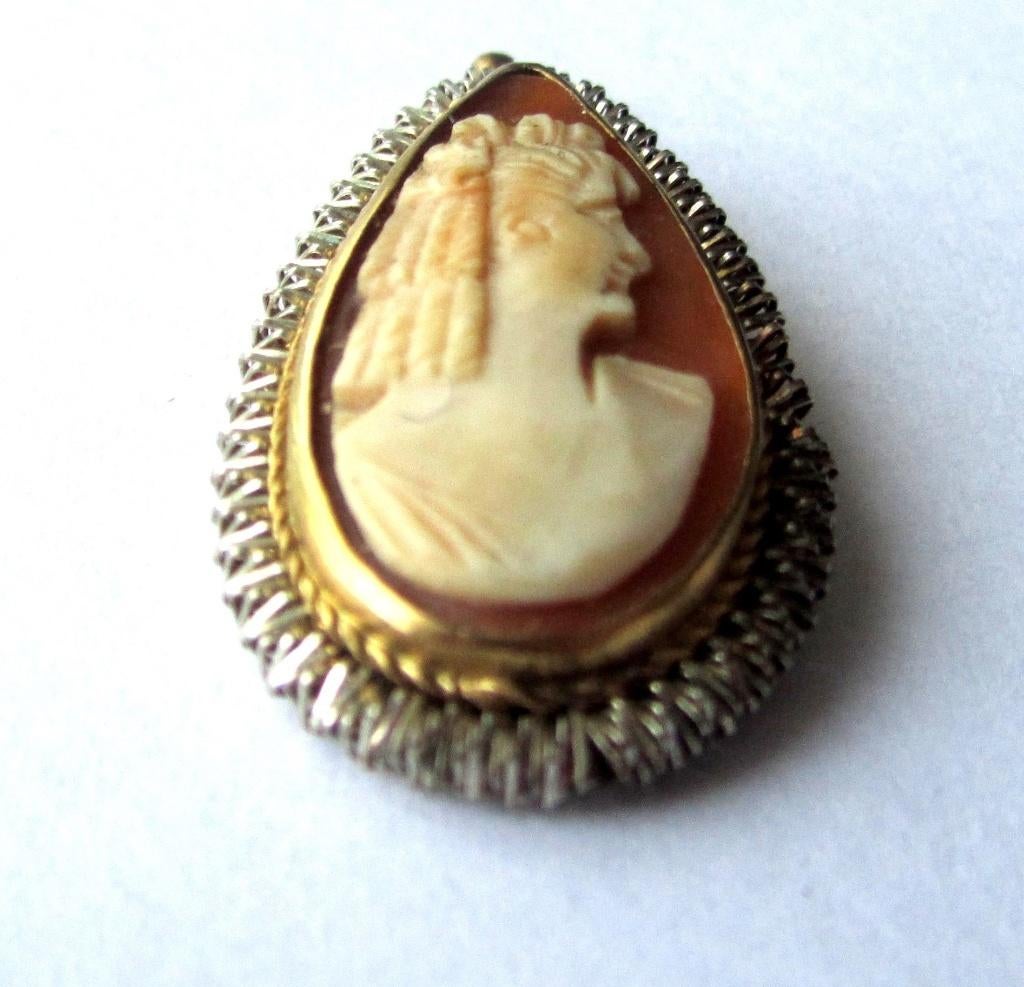 prachtige Camee steen Hanger verguld Antiek, Ophalen, Overige materialen, Hanger, Verguld