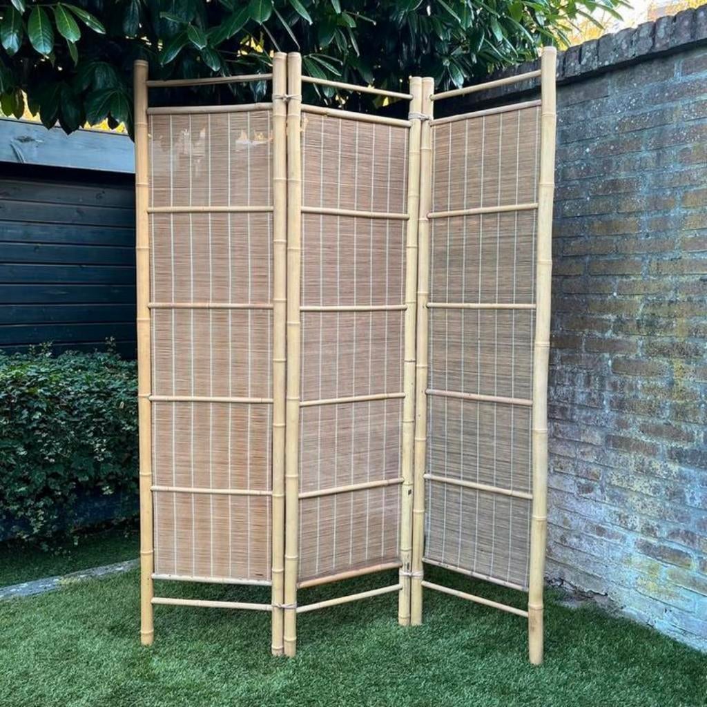 Kamerscherm roomdivider 3 panelen bohemian rotan bamboe, Huis en Inrichting, Woonaccessoires | Kamerschermen, Ophalen, Gebruikt