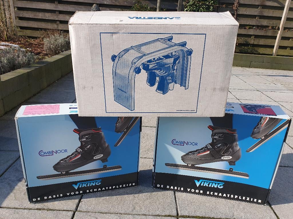 Viking Combinoor 2 paar + Zandstra slijptafel compleet., Sport en Fitness, Schaatsen, Ophalen, Zo goed als nieuw, Noren, Viking