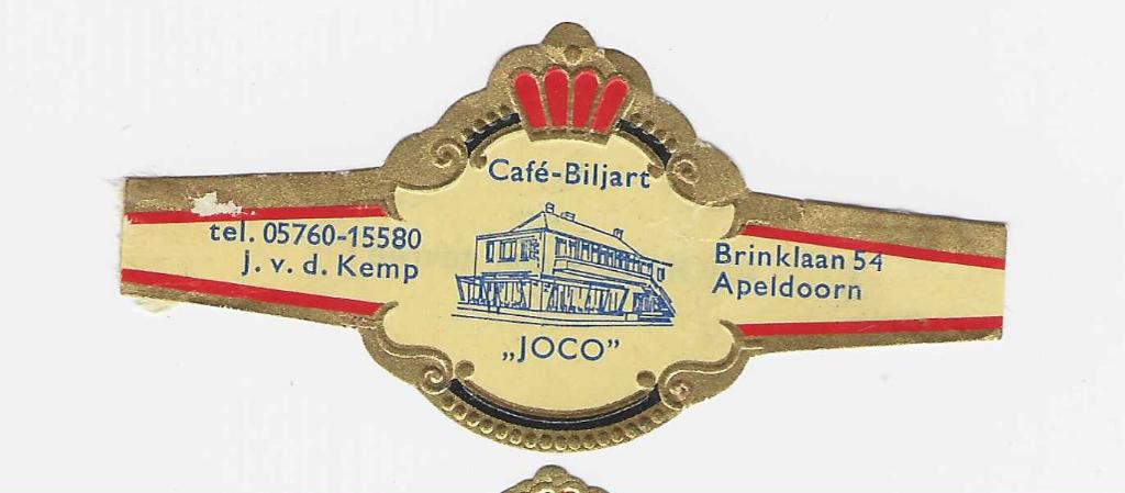abonnee 1 - 628-  cafe joco  apeldoorn, Ophalen of Verzenden, Sigarenbandjes