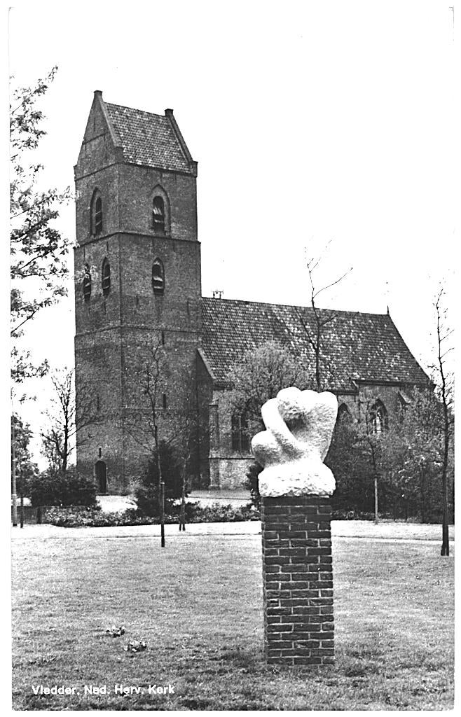 80031 Vledder Dr 1970 Herv Kerk Beeldje Gelopen met zegel, Ophalen of Verzenden, 1960 tot 1980, Gelopen, Drenthe