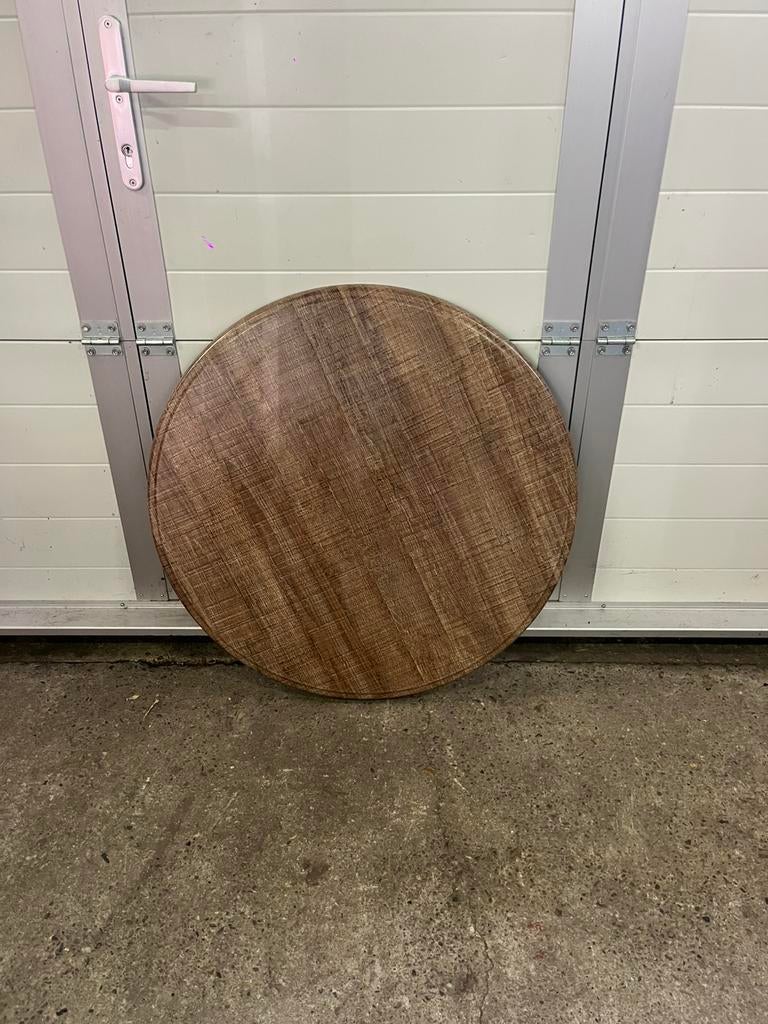 12 stuks Tafelbladen Werzalit Houtlook rond 80 cm, Ophalen, Zo goed als nieuw