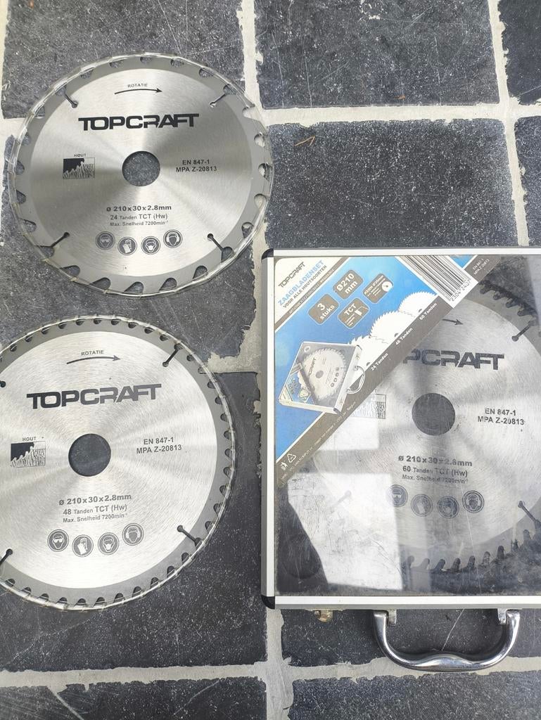 Topcraft zaagbladenset 210 nieuw met koffer, Doe-het-zelf en Verbouw, Gereedschap | Zaagmachines, Cirkelzaag, Nieuw, Ophalen of Verzenden