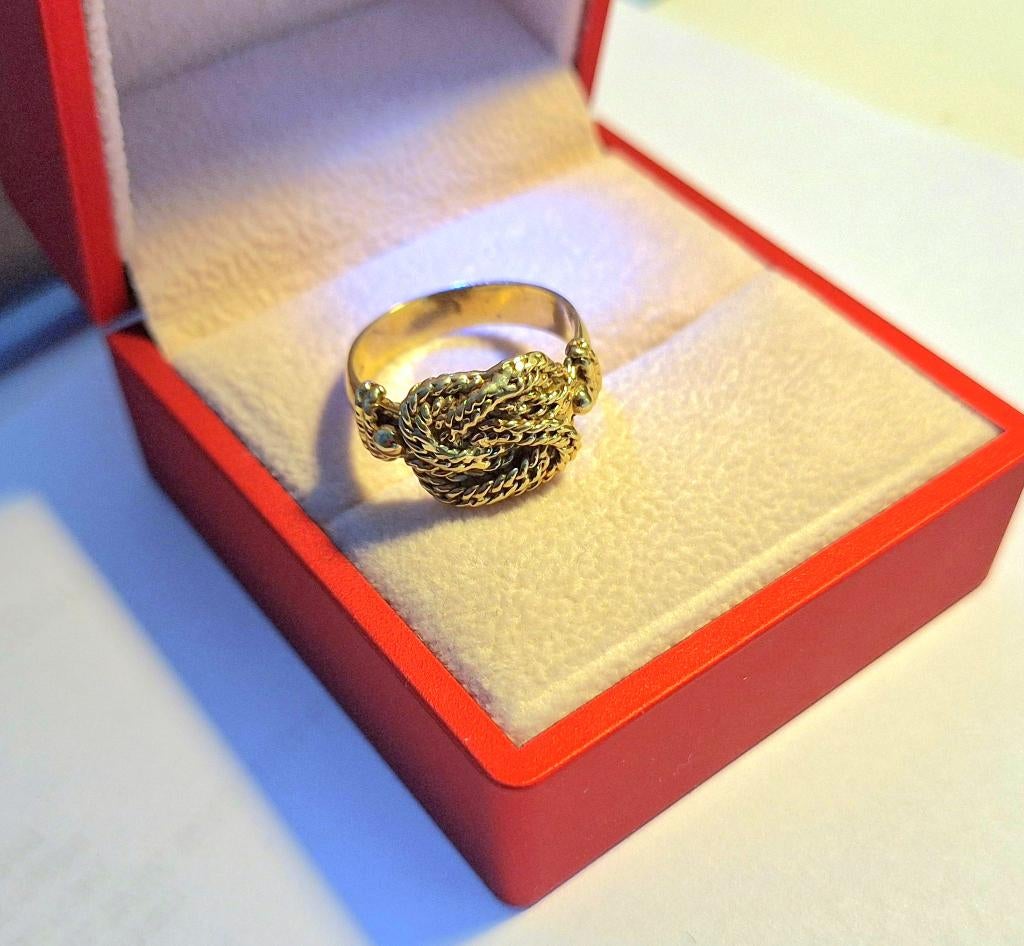 14 krt gouden ring mattenklopper, Sieraden, Tassen en Uiterlijk, Ringen, Zo goed als nieuw, Dame of Heer, 18 tot 19, Goud, Goud