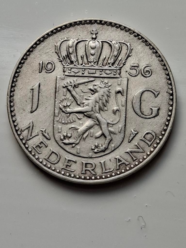 Zilveren gulden 1956, Ophalen, 1 gulden, Koningin Juliana, Zilver