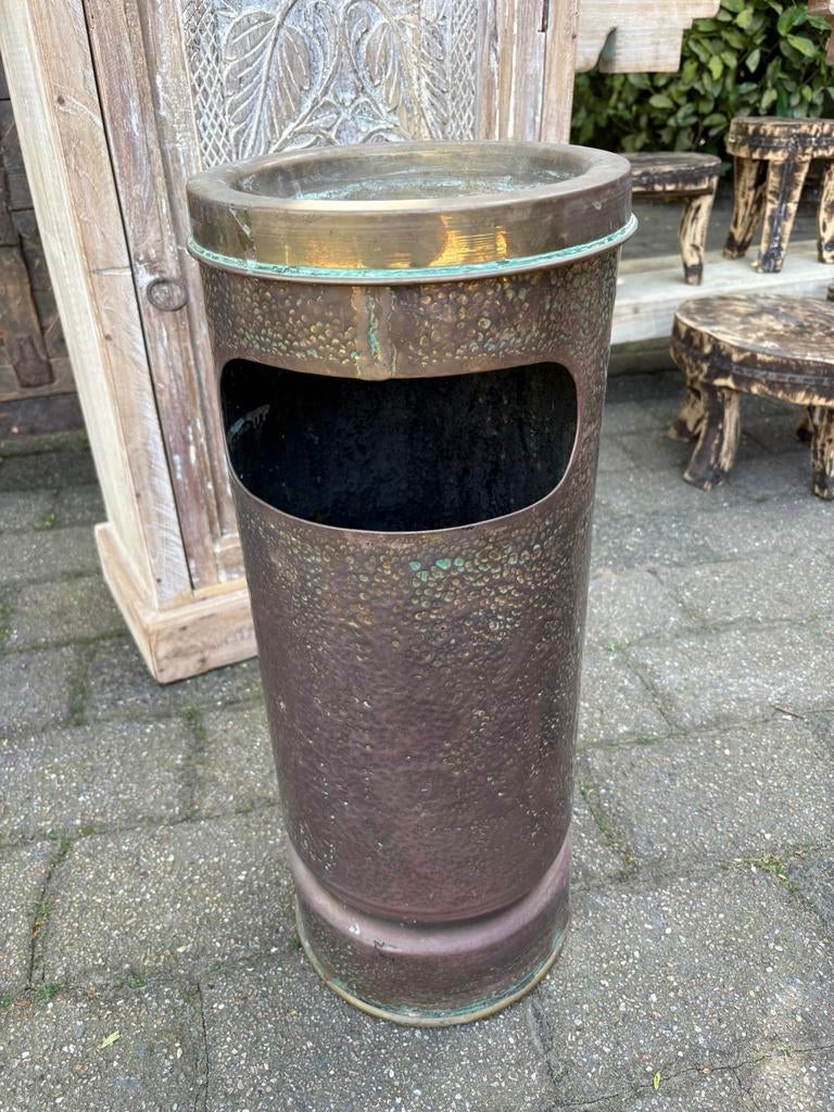 Oude winkel asbak / prullenbak messing of koper, Ophalen of Verzenden