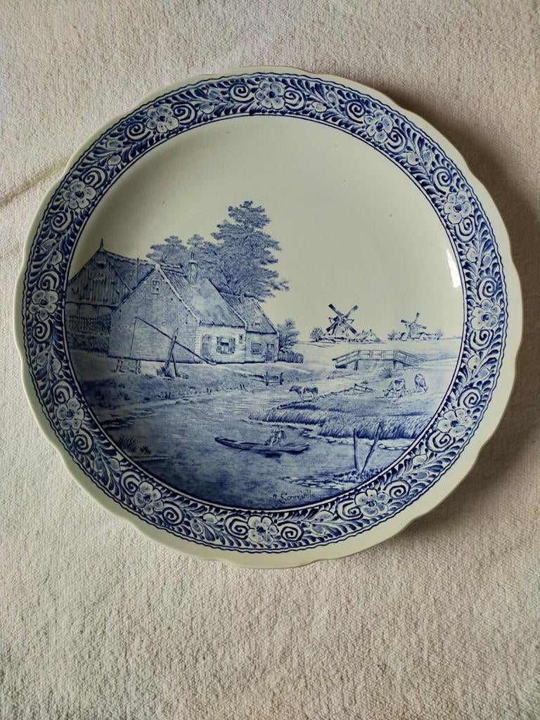 Delfts blauw wandbord diameter 40. In zeer goede staat, Antiek en Kunst, Antiek | Wandborden en Tegels, Ophalen of Verzenden